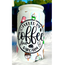 Coffee & Sarcasm UV DTF Glass Can
