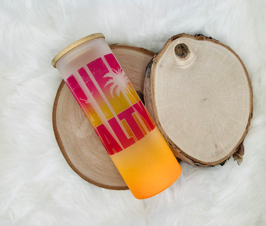 Salty Palm Tree Glass Tumbler