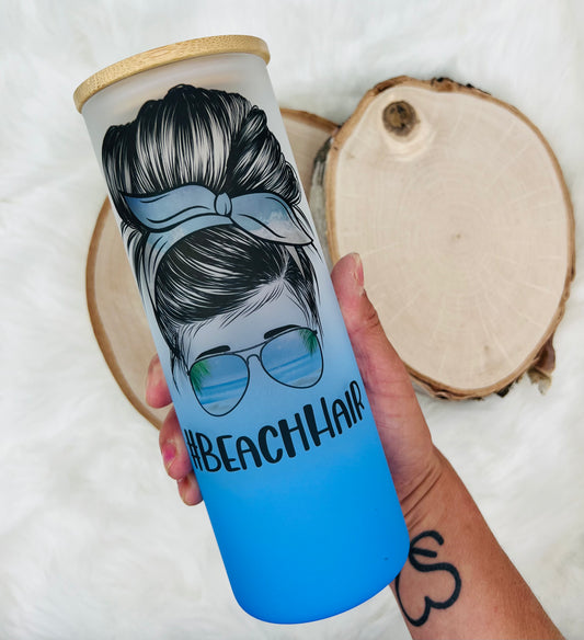 #BeachHair Glass Tumbler