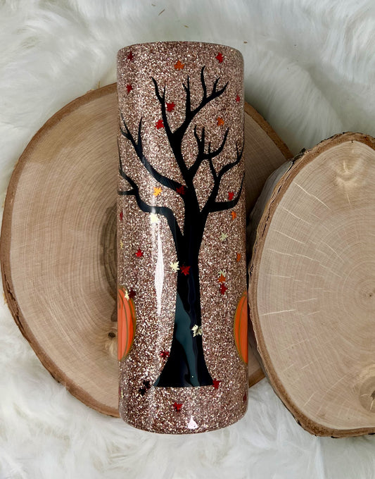 Falling Leaves Glitter Tumbler