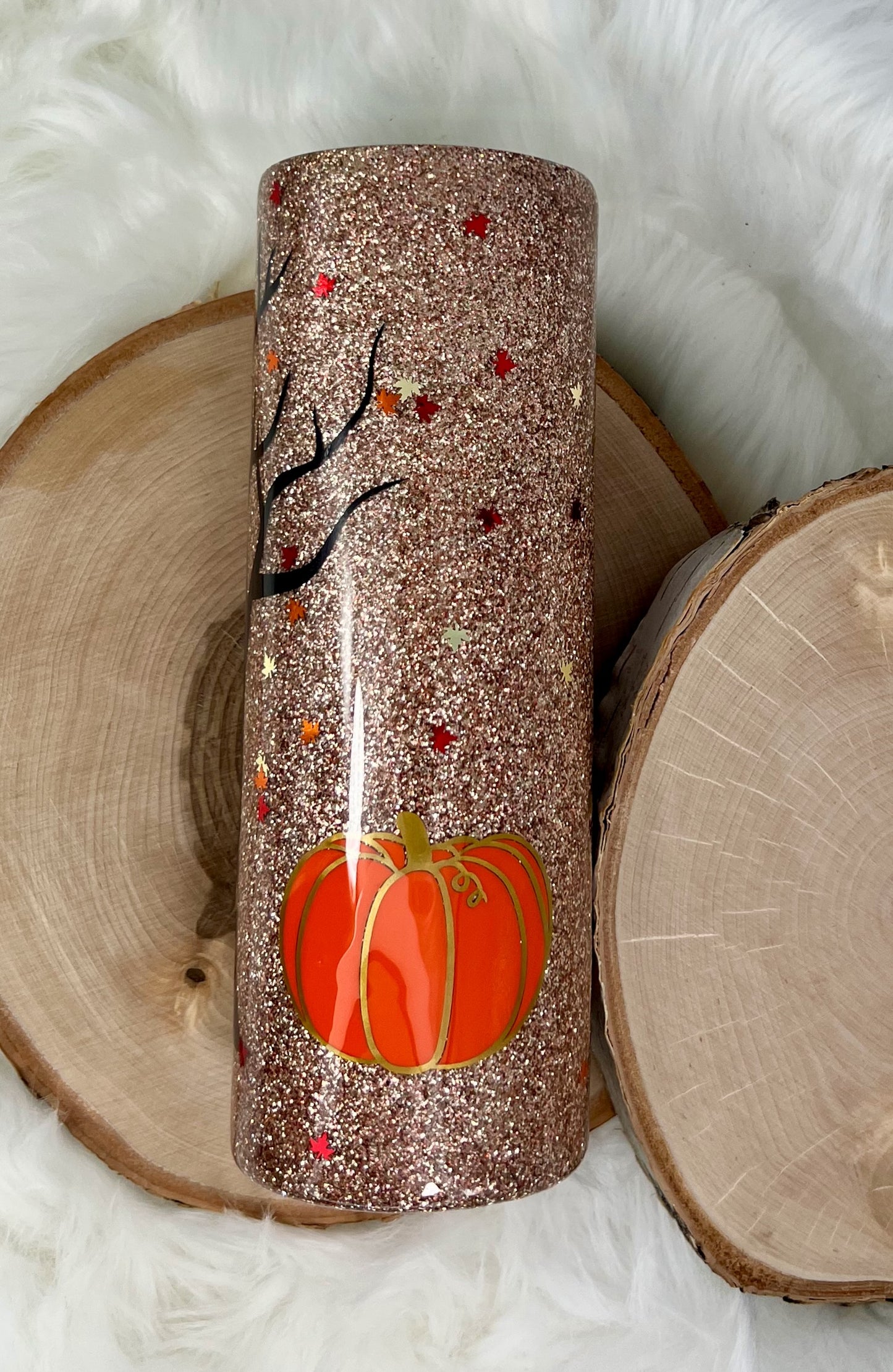 Falling Leaves Glitter Tumbler