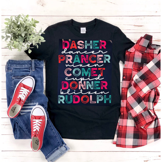 Reindeer Names Graphic Shirt