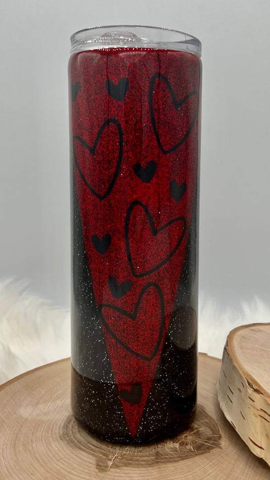 Hearts Glitter Tumbler