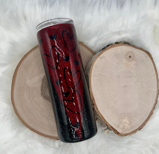 Hearts Glitter Tumbler